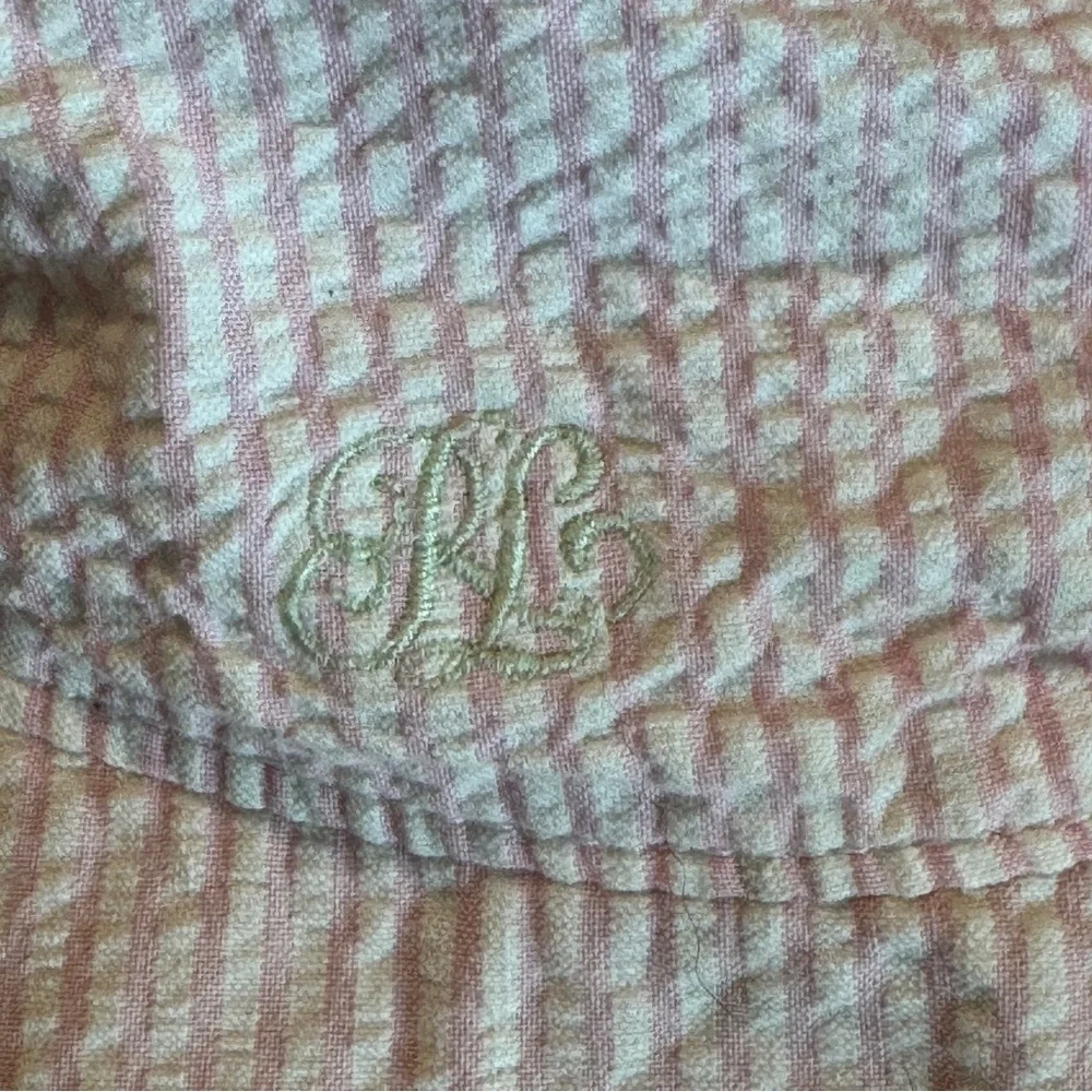 Girls Ralph Lauren pink spring seersucker bucket hat size 4-6X striped cotton